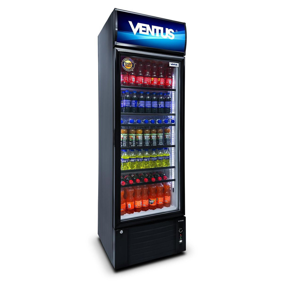 VENTUS - Visi-Cooler 1 Puerta Negro 360lt LG-360LED