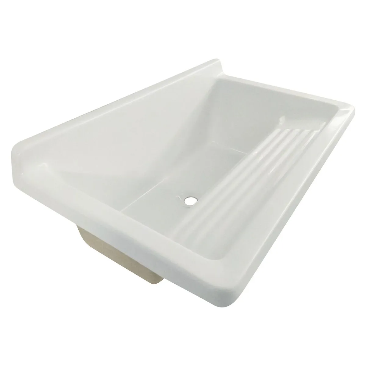 AQUALUX - Lavadero de Ropa de Fibra de Vidrio con Escurridero Una Poza 80x48x37cm