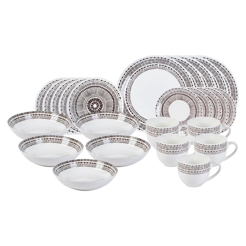 JUST HOME COLLECTION - Juego Vajillas Mandala 20 Piezas Café