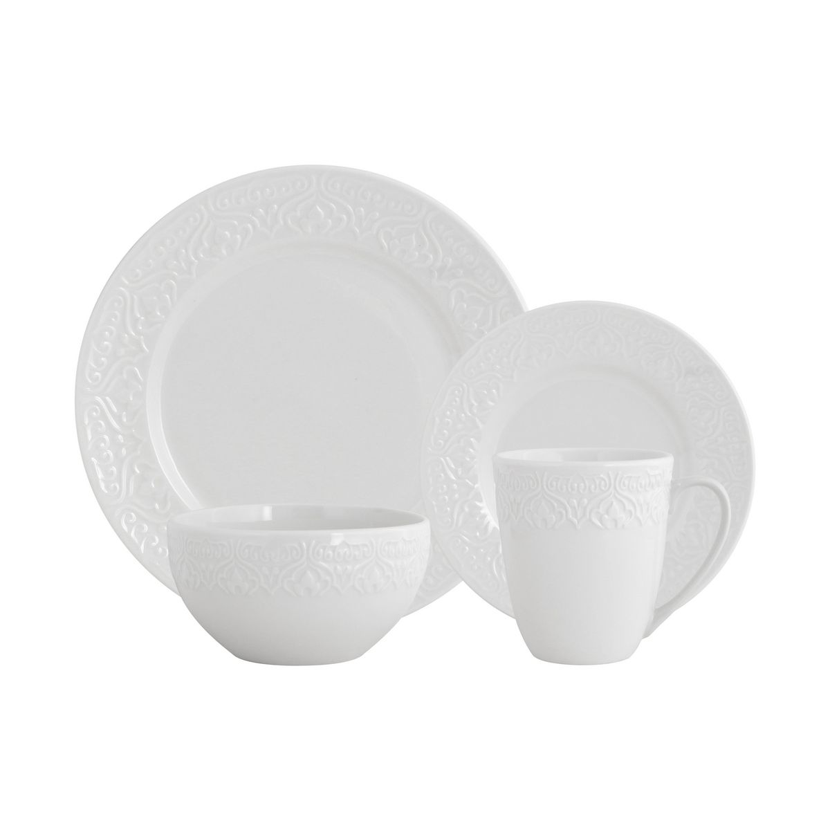 JUST HOME COLLECTION - Juego de vajilla Porcelana Círculos rosado 16 Piezas