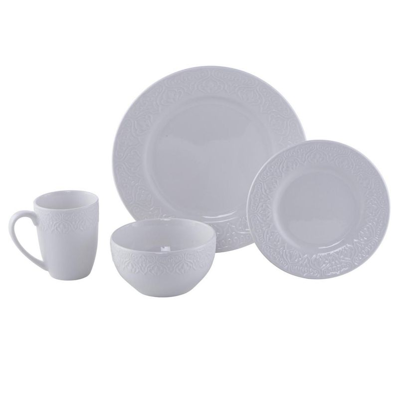 JUST HOME COLLECTION - Juego de Vajilla Porcelana Círculos Blanco 16 Piezas