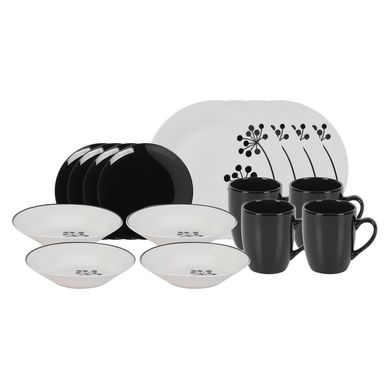 Set de Vajilla 16 Piezas Blanco y Negro