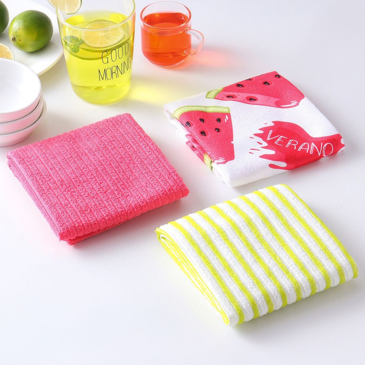 CASA BONITA - Set x3 Paños de Cocina Microfibra 40x60 cm Colores Variados