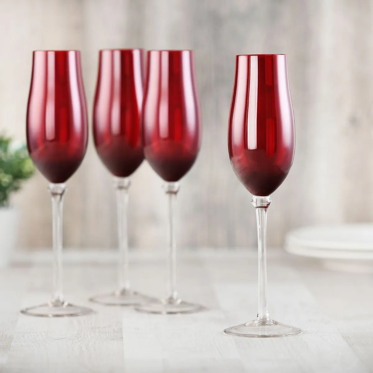 JUST HOME COLLECTION - Copa Flauta Roja 4 Unidades