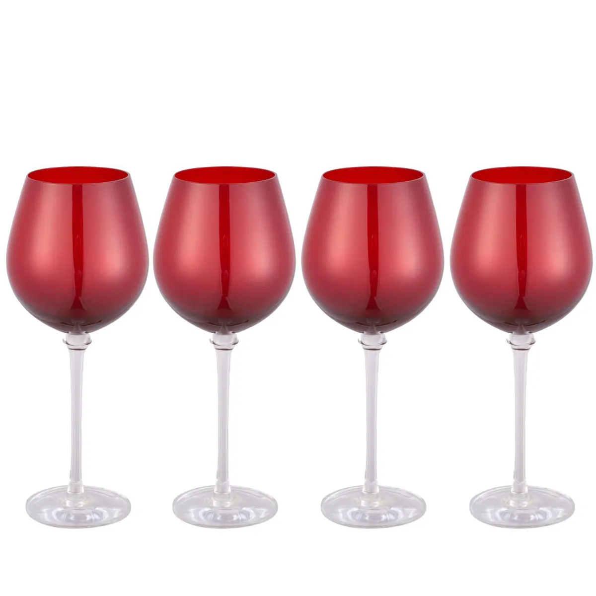 JUST HOME COLLECTION - Copa de Vino Tinto Roja Set x4 Unidades