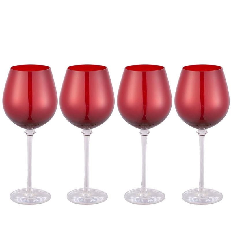 JUST HOME COLLECTION - Set de 4 Copas para Vino Tinto Roja
