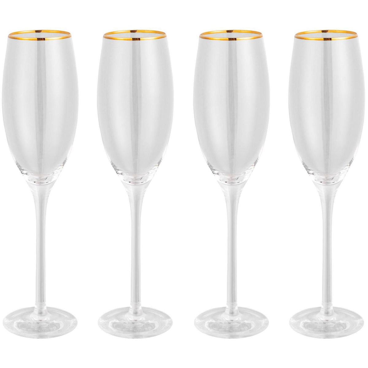 JUST HOME COLLECTION - Set de 4 Copas para Champagne Flauta Ribete