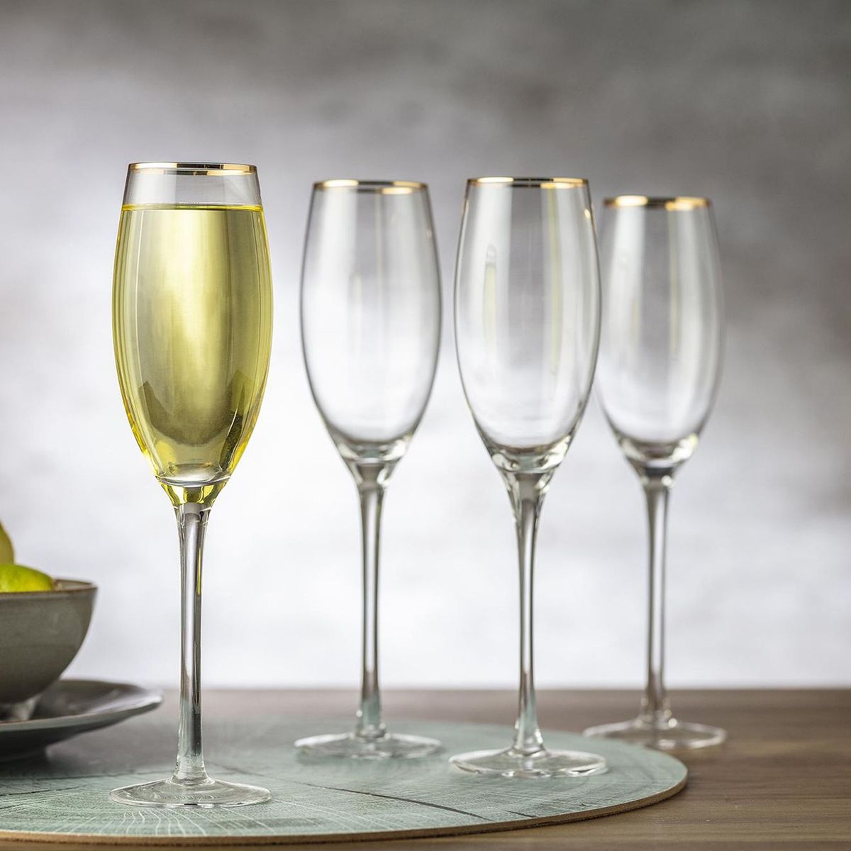 JUST HOME COLLECTION - Set de 4 Copas para Champagne Flauta Ribete