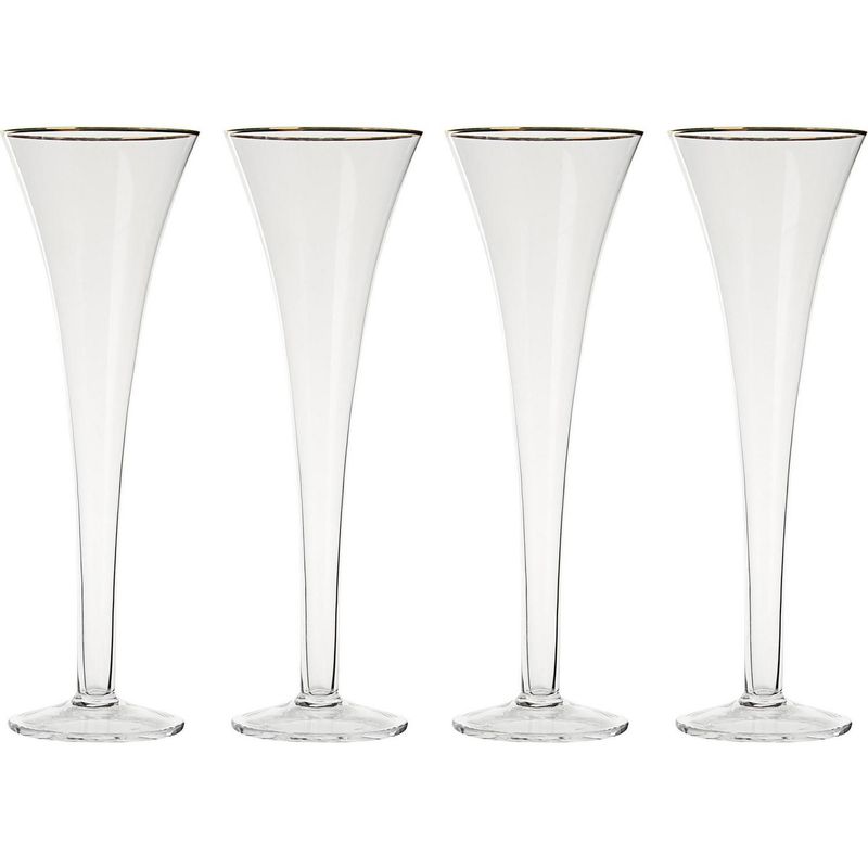 JUST HOME COLLECTION - Set 4 Copas para Champagne Ribete Gold