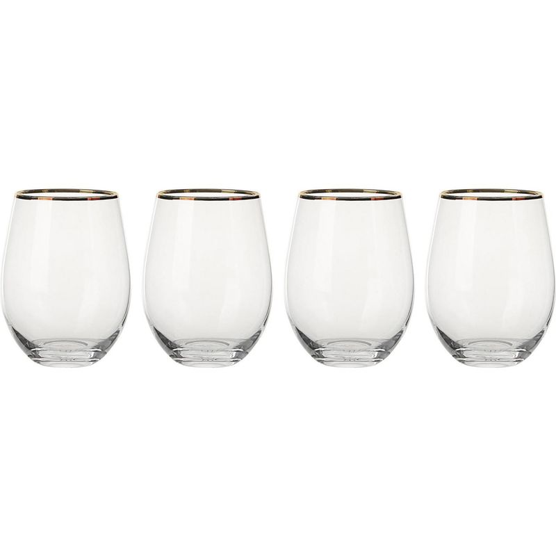 JUST HOME COLLECTION - Set de 4 Vasos Borde Dorado 500 ml