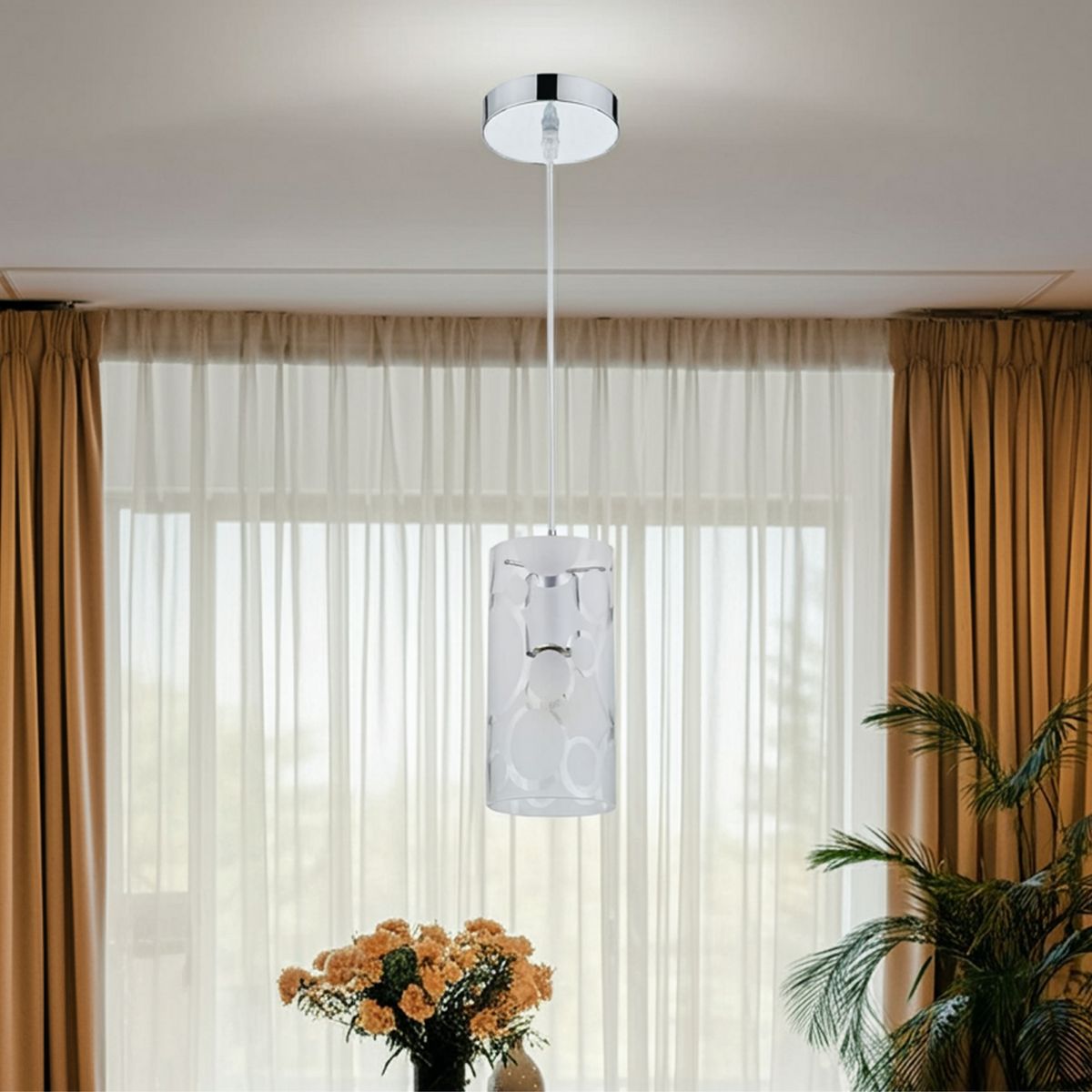 JUST HOME COLLECTION - Lámpara Colgante de Techo 1 Luz Memphis Plateada