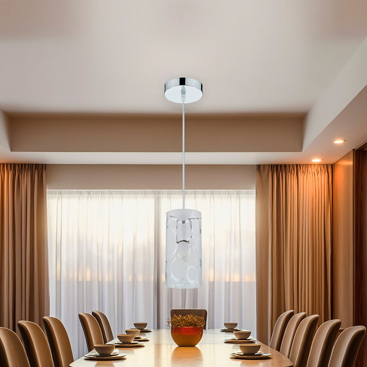 JUST HOME COLLECTION - Lámpara Colgante de Techo 1 Luz Memphis Plateada