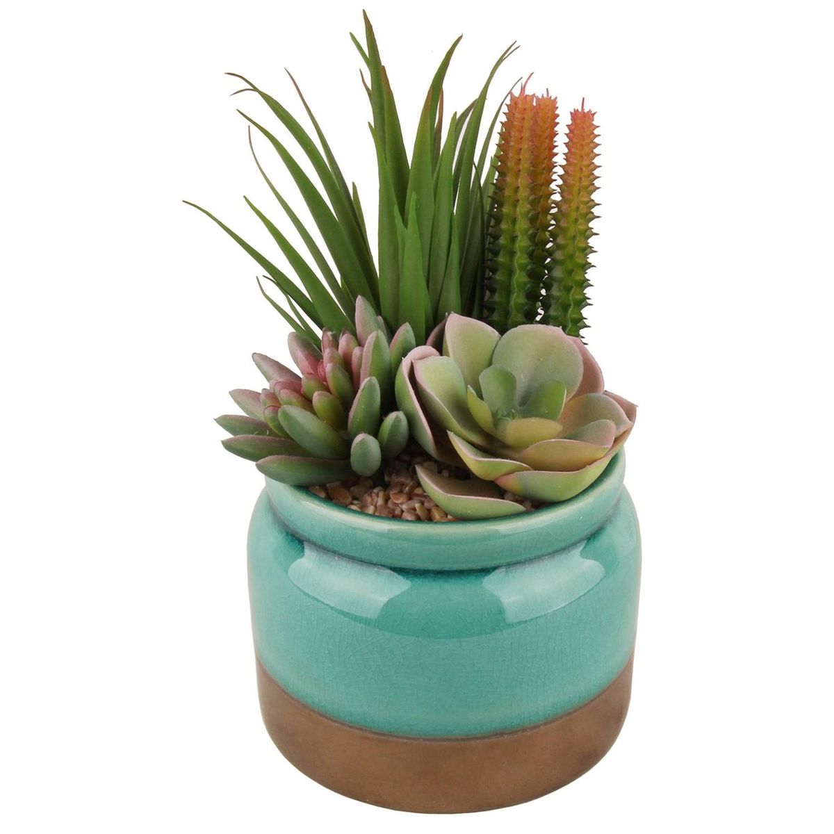 JUST HOME COLLECTION - Arreglo Suculenta Con Maceta Turquesa 21cm