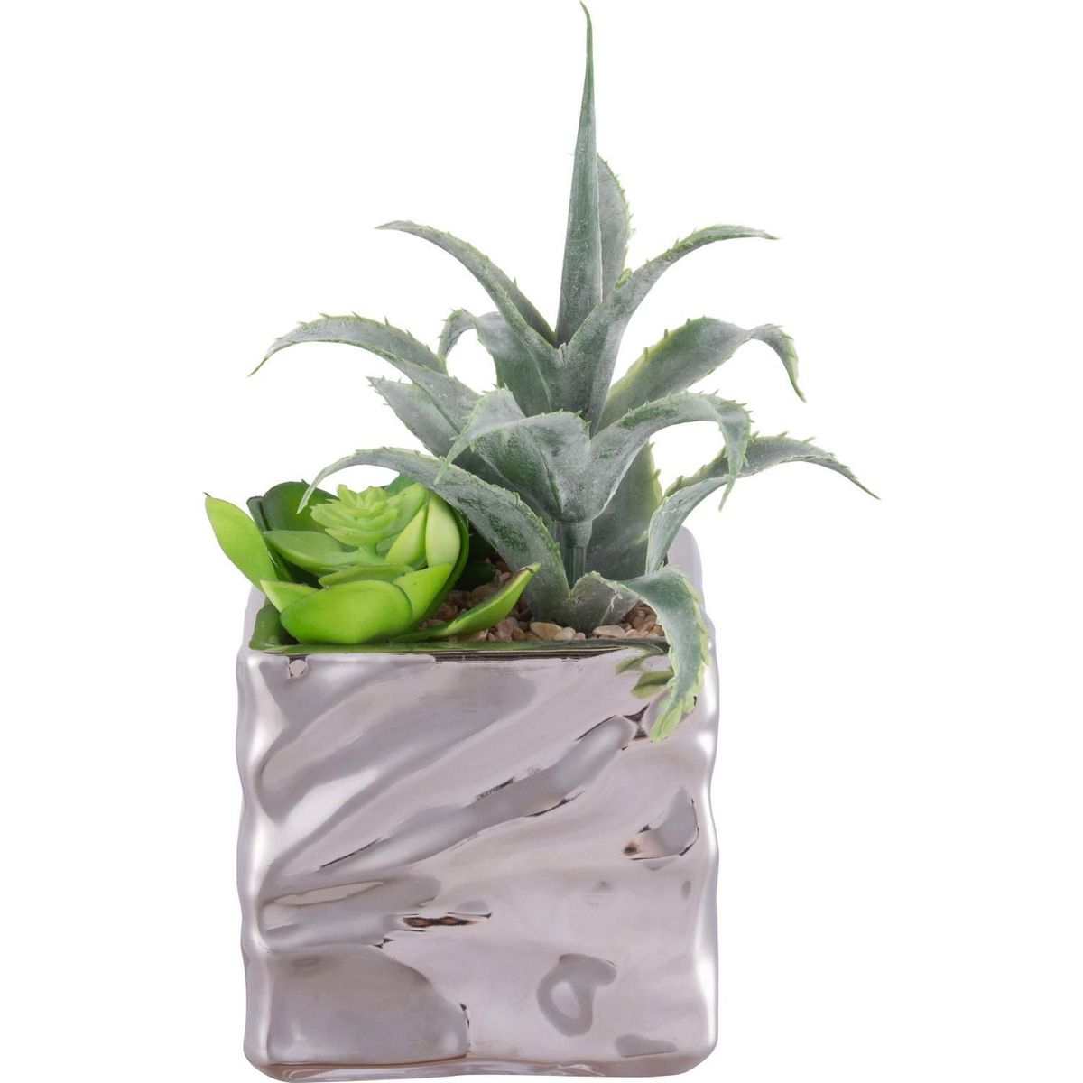 JUST HOME COLLECTION - Arreglo Suculenta Con Maceta Plata 17cm
