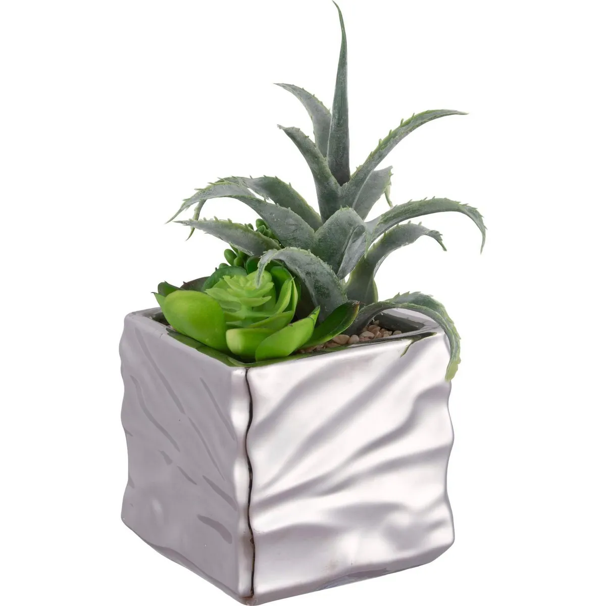 JUST HOME COLLECTION - Arreglo Suculenta Con Maceta Plata 17cm