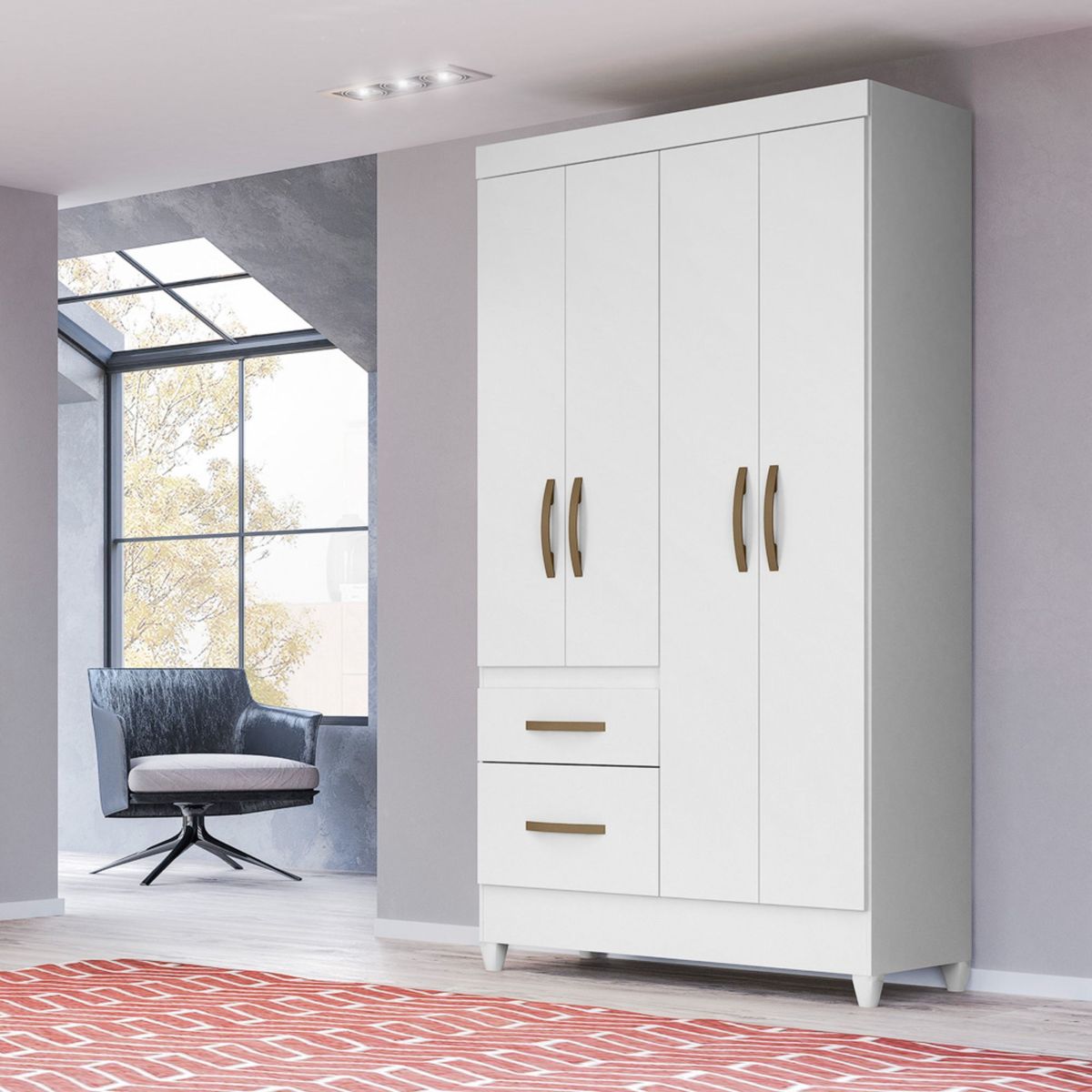 MOVAL - Ropero 4 puertas 2 cajones Infantil Colores Intercambiables