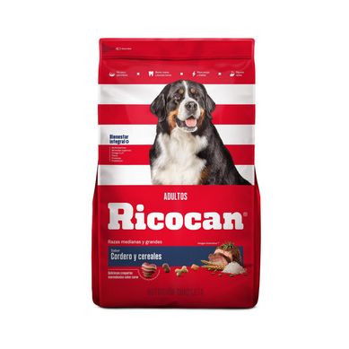 Ricocan Adultos Raza Mediana y Grande Alimento para Perros 3 kg Sabor Cordero y Cereales