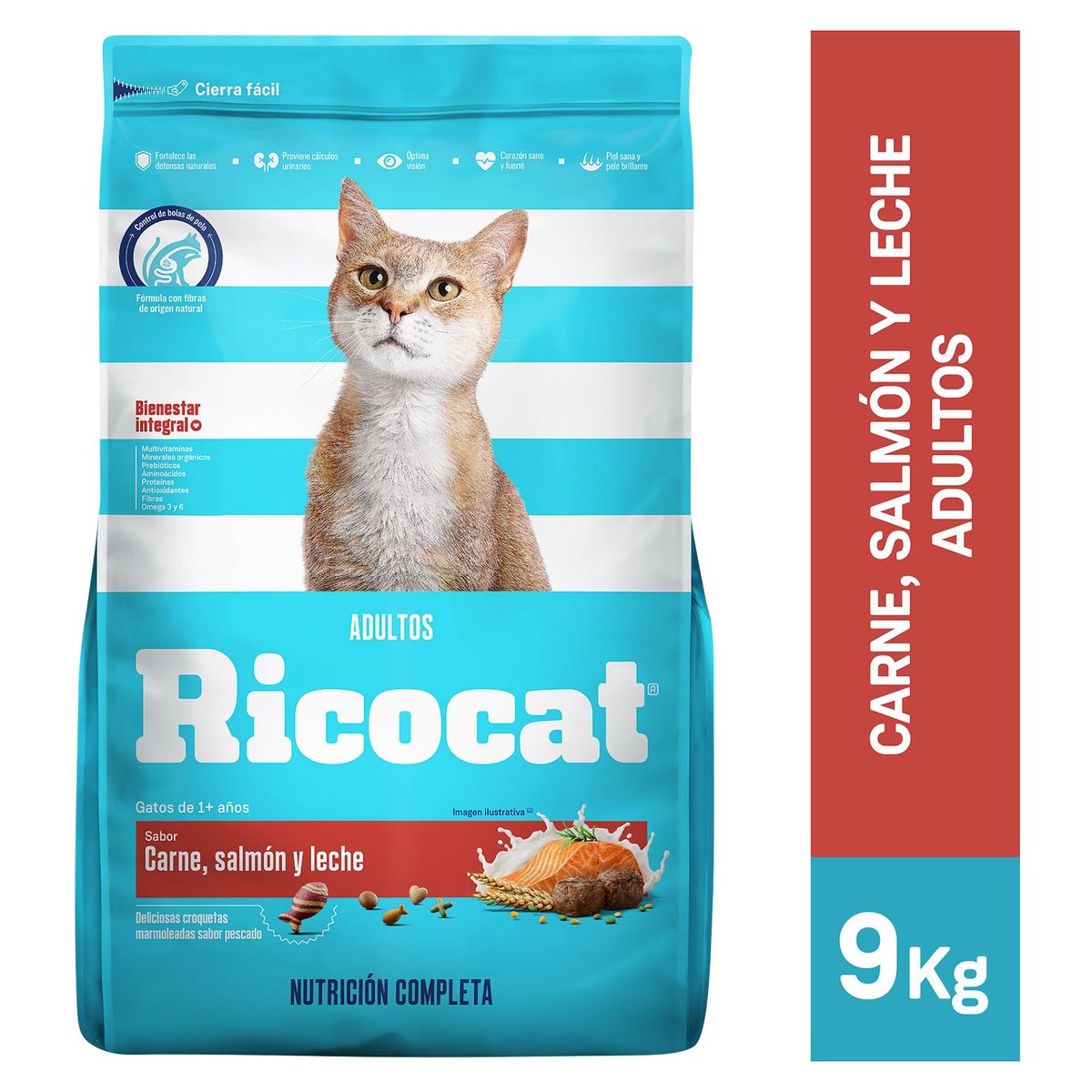 RICOCAT - Ricocat Adultos Alimento para Gatos 9 kg Sabor Salmon