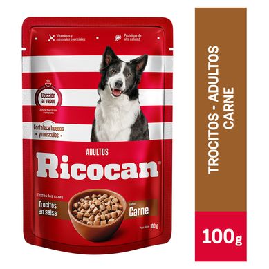 Ricocan Adultos Alimento Perros Pouch Trocitos 100gr Carne