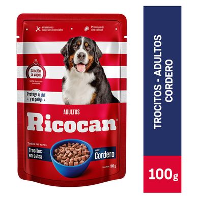 Ricocan Adultos Alimento Perros Pouch Trocitos 100gr Cordero