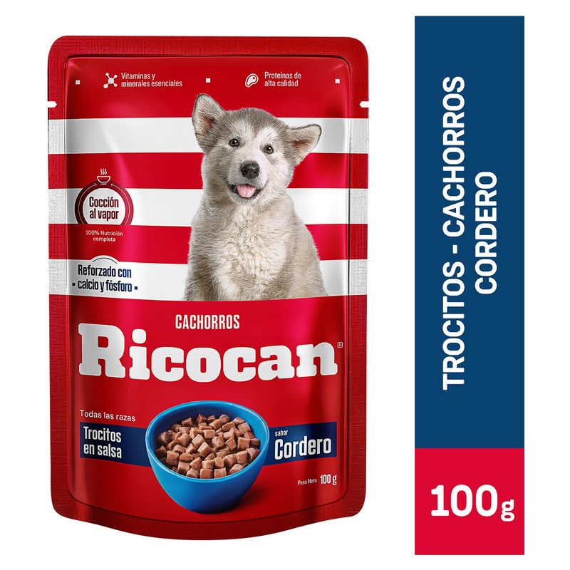 RICOCAN - Ricocan Cachorro Alimento Perro Pouch Trocitos 100g Cordero