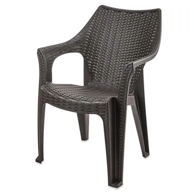 Silla de Pl�stico Aruba con Brazos Marr�n