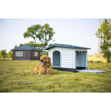 Casa para Perro Raza Grande Plstico Blanco y Gris 83.8x80.4x111cm