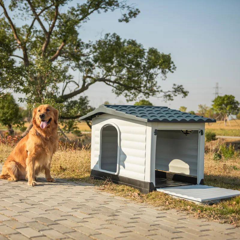 PETIZOOS - Casa para Perro Raza Grande Blanco y Gris 83.8x80.4x111cm