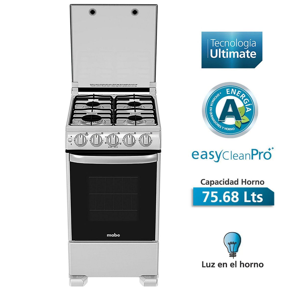 MABE - Cocina Mabe a Gas 4 Hornillas CME5050CSYX Acero Inox