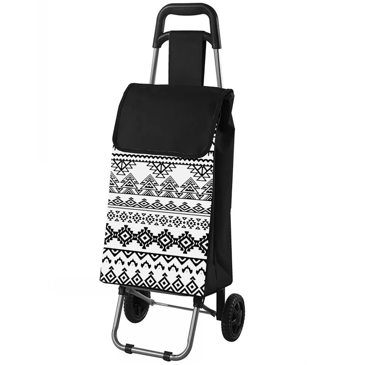 JUST HOME COLLECTION - Carro de Mercado 2 Ruedas 35x28x95cm Blanco/Negro