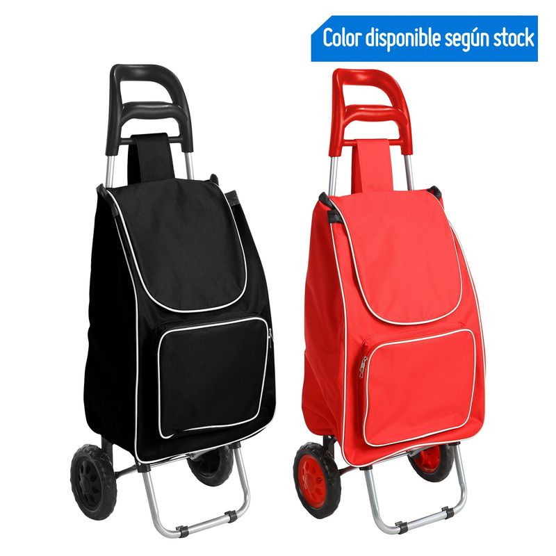 JUST HOME COLLECTION - Carrito de compras plegable Rojo y negro