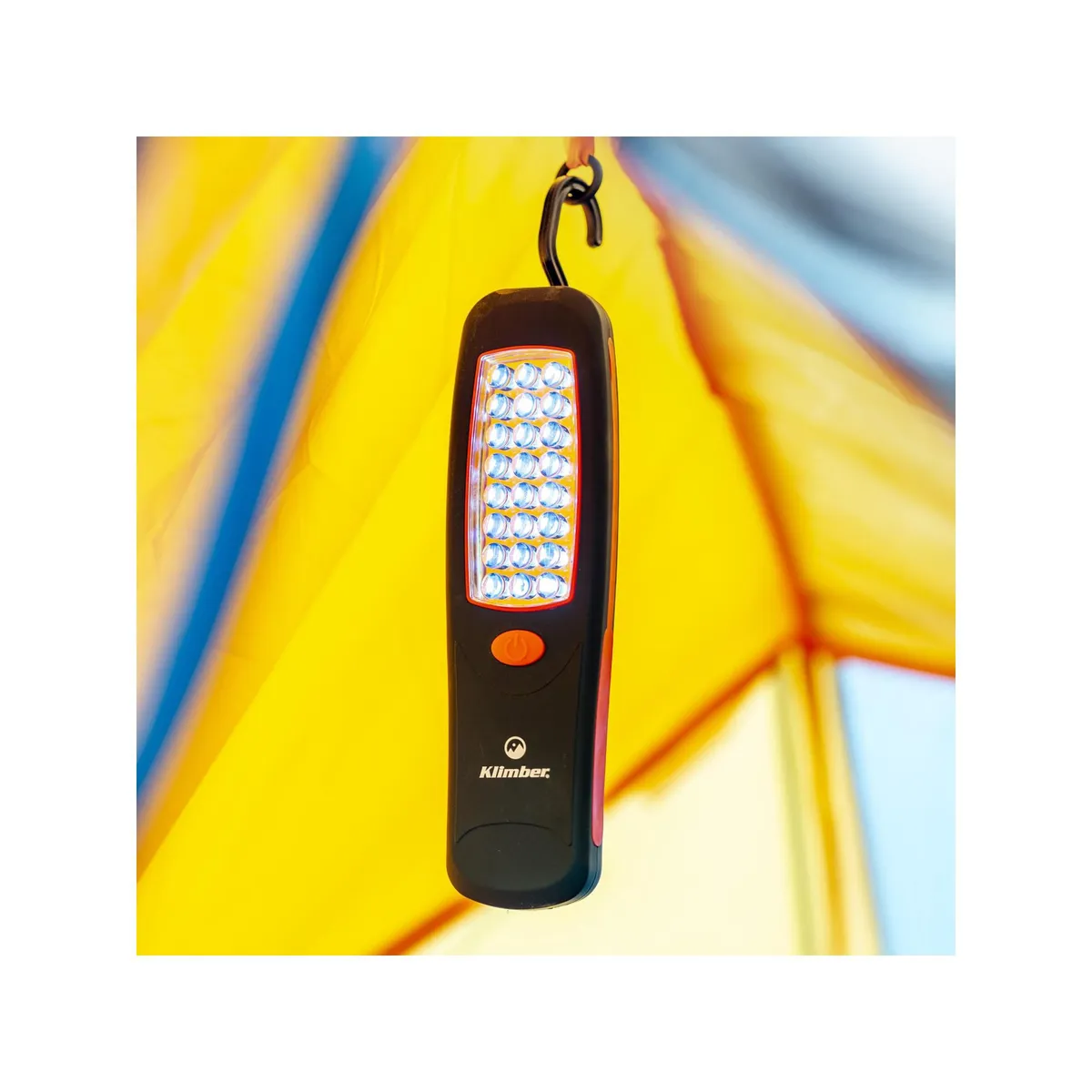 KLIMBER - Lámpara Camping con Imán y Gancho Negro/Rojo