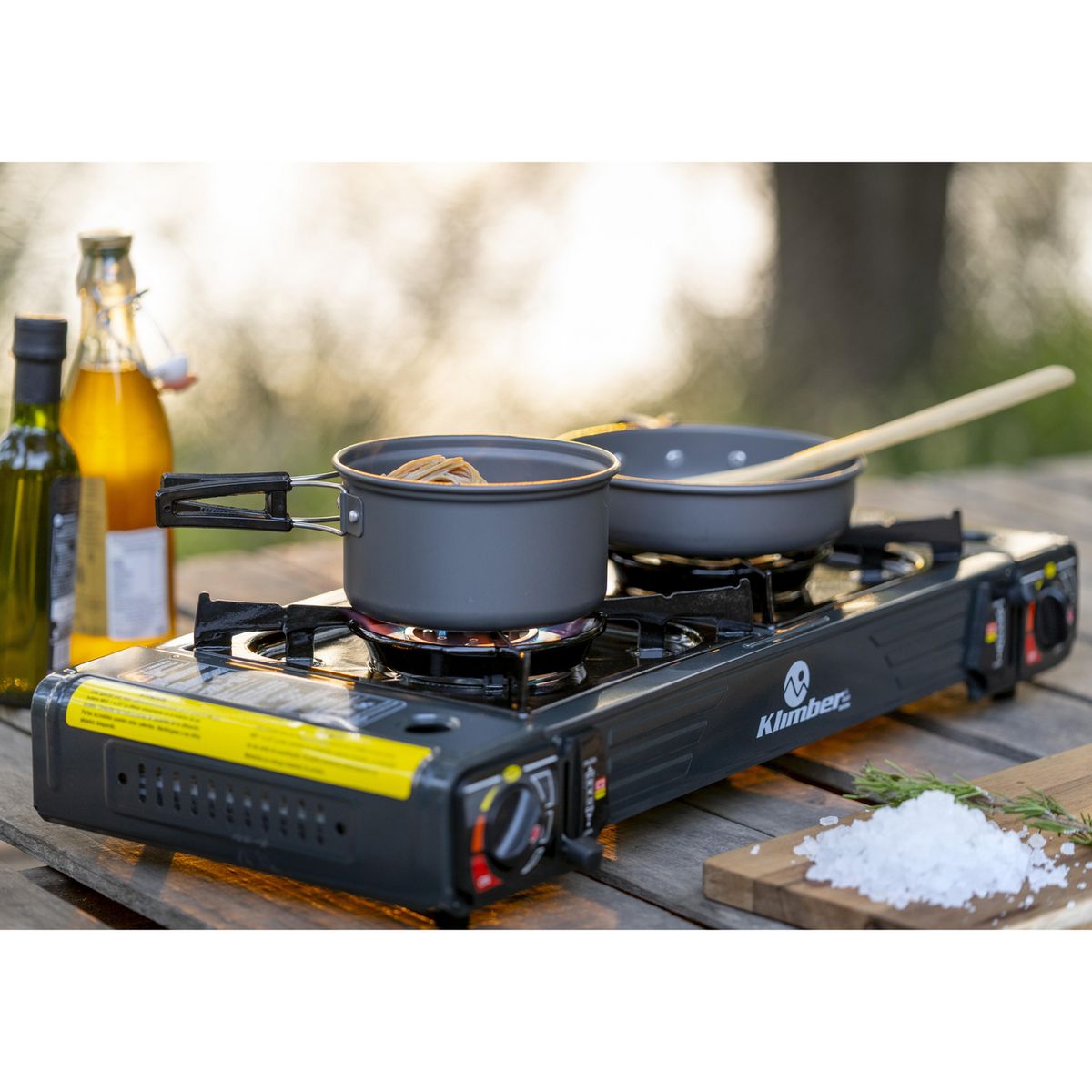 KLIMBER - Cocina a Gas 2 Quemadores 13x28x63cm Gris Oscuro