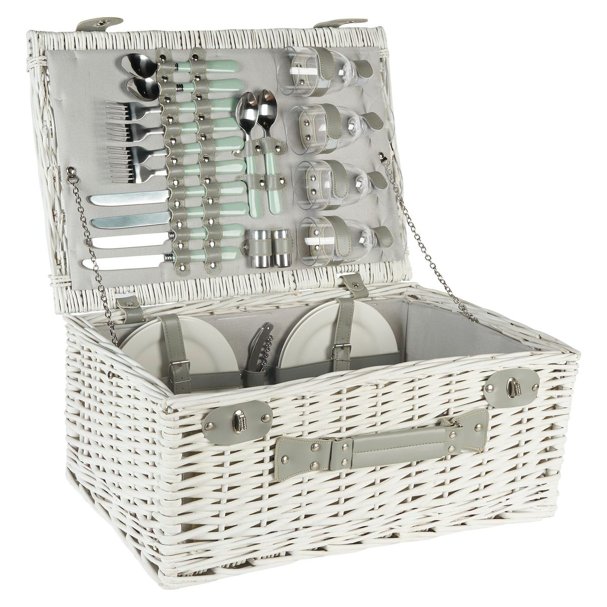 KLIMBER - Canasto picnic 4 personas Natural y 23 piezas