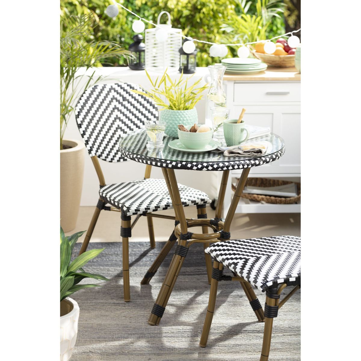 JUST HOME COLLECTION - Silla Alu Look Bambú Blanco y Negro