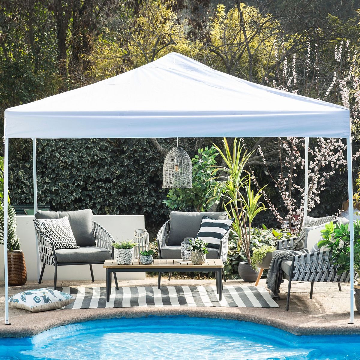 JUST HOME COLLECTION - Toldo Plegable Metal Blanco 3X3 M