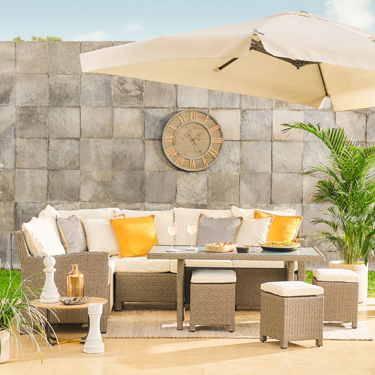 JUST HOME COLLECTION - Juego de Comedor de Terraza 8 Personas Gispy