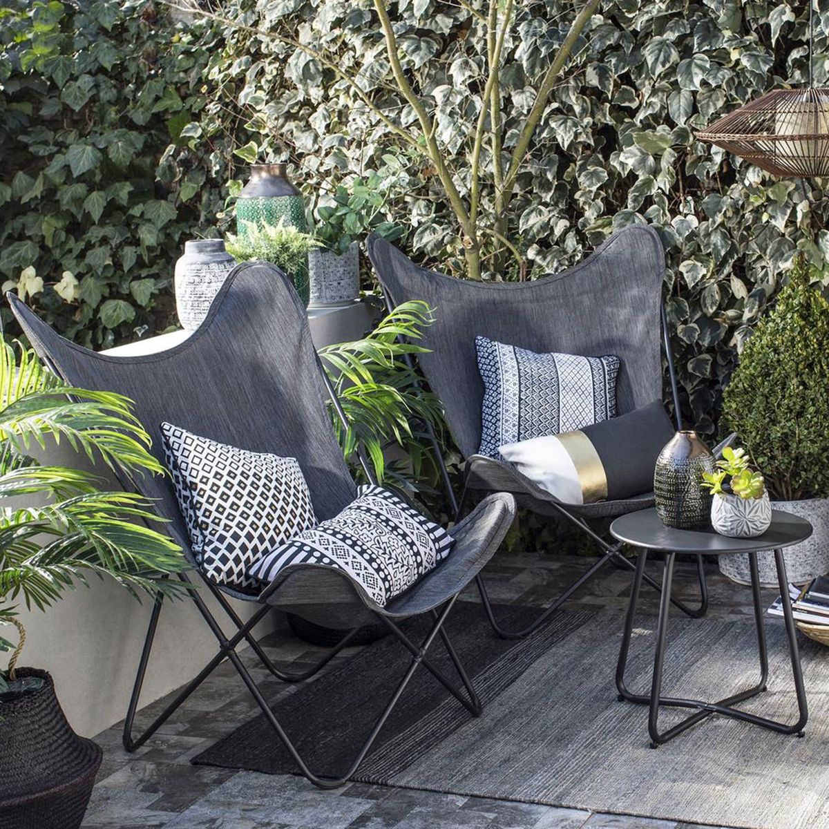 JUST HOME COLLECTION - Juego de Balcón Vicenza Negro 2 Personas