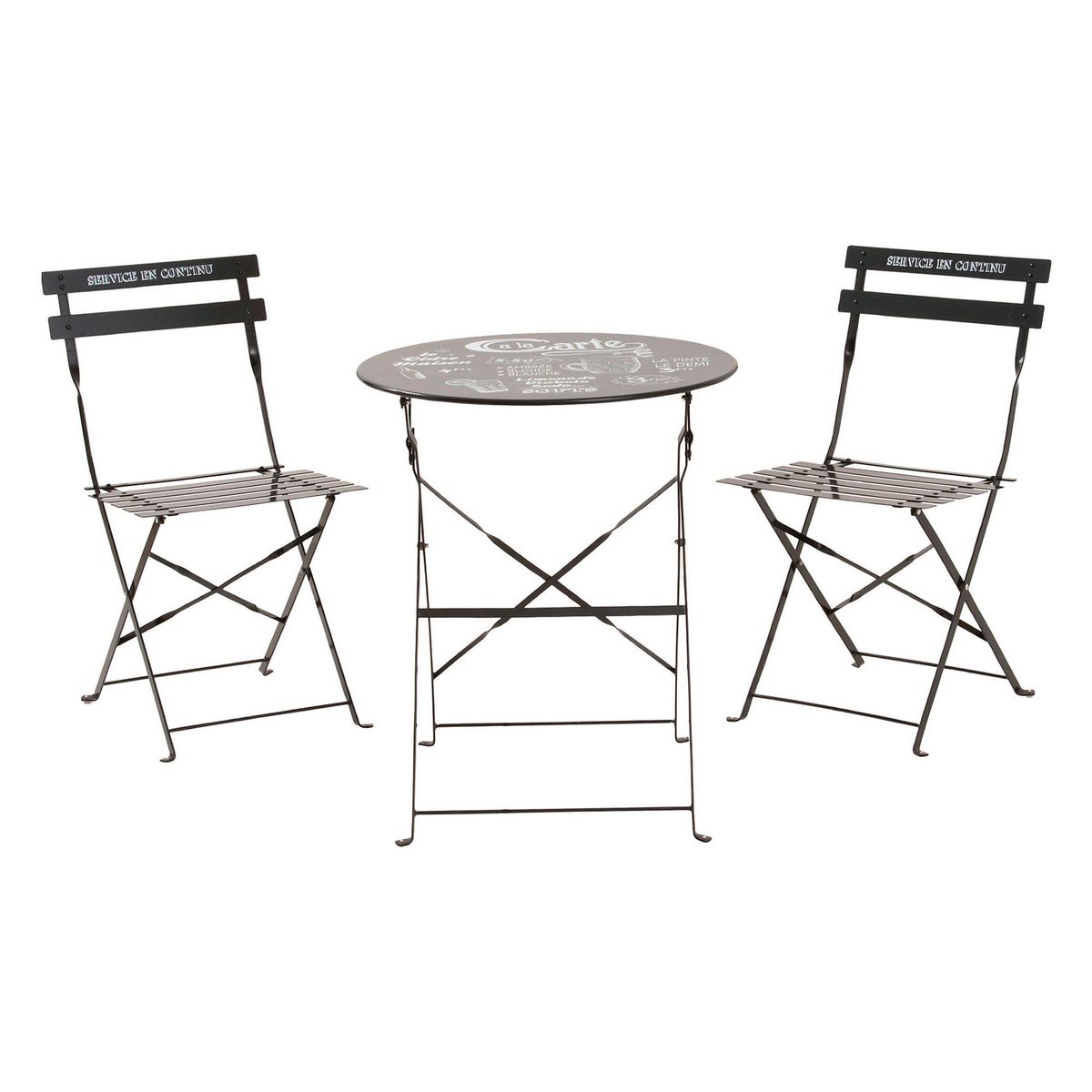 JUST HOME COLLECTION - Juego de Balcón Bistró 2 Personas Negro