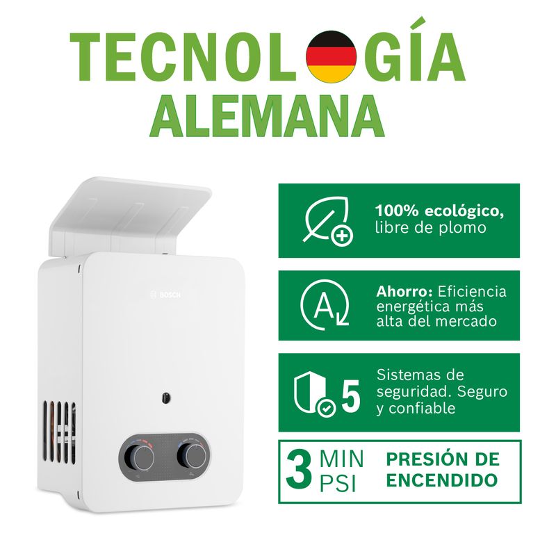 BOSCH - Terma a Gas Bosch GLP Eco 5.5L + Kit de Instalación