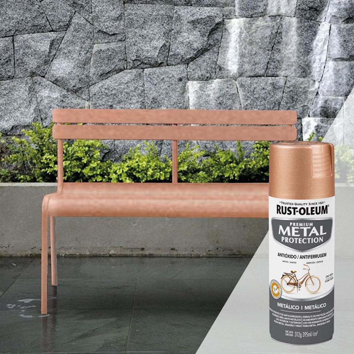 RUST OLEUM - Spray protector de superfices metalicas Oro Rosa Metálico 312G