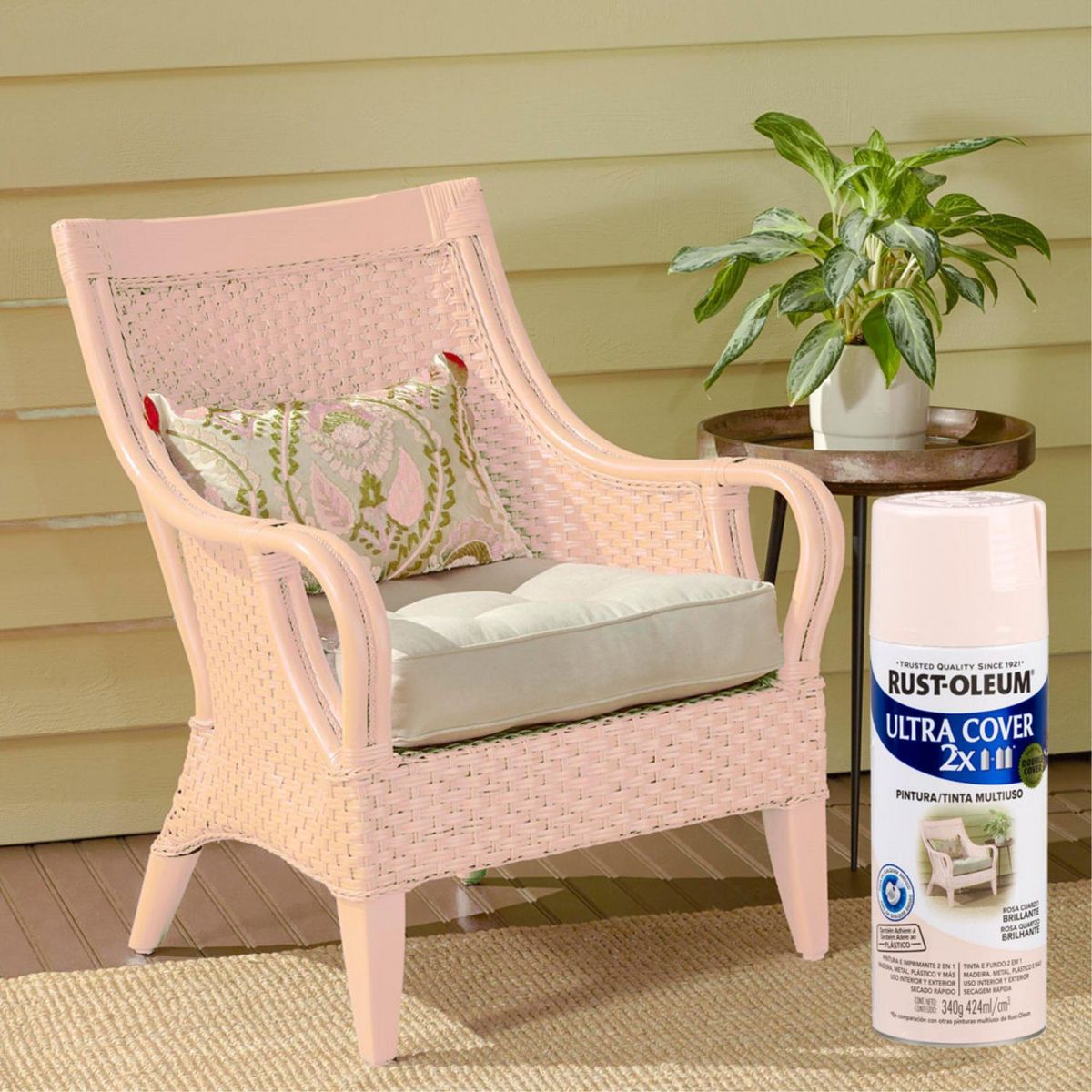 RUST OLEUM - Aerosol Multiusos Ultra Cover 2X Rosa Cuarzo Brillante 340G