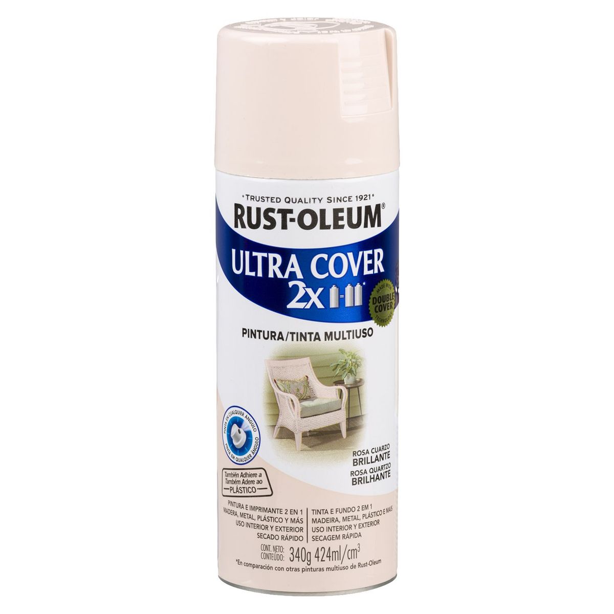 RUST OLEUM - Aerosol Multiusos Ultra Cover 2X Rosa Cuarzo Brillante 340G