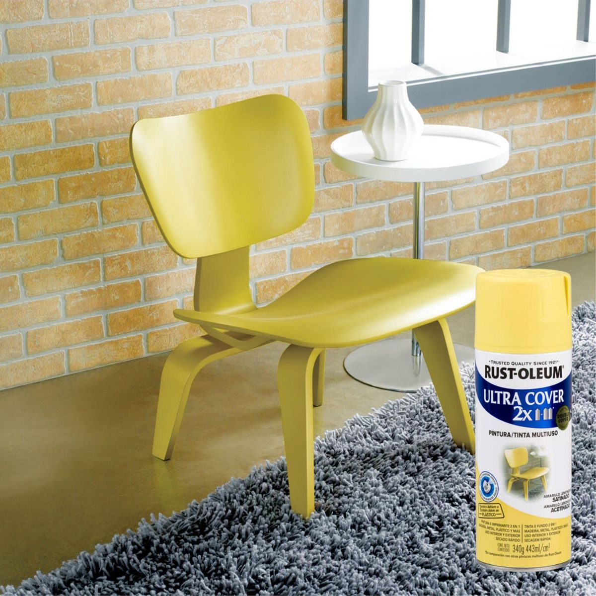 RUST OLEUM - Aerosol Multiusos Ultra Cover 2X Amarillo Lemongrass Satinado 340G