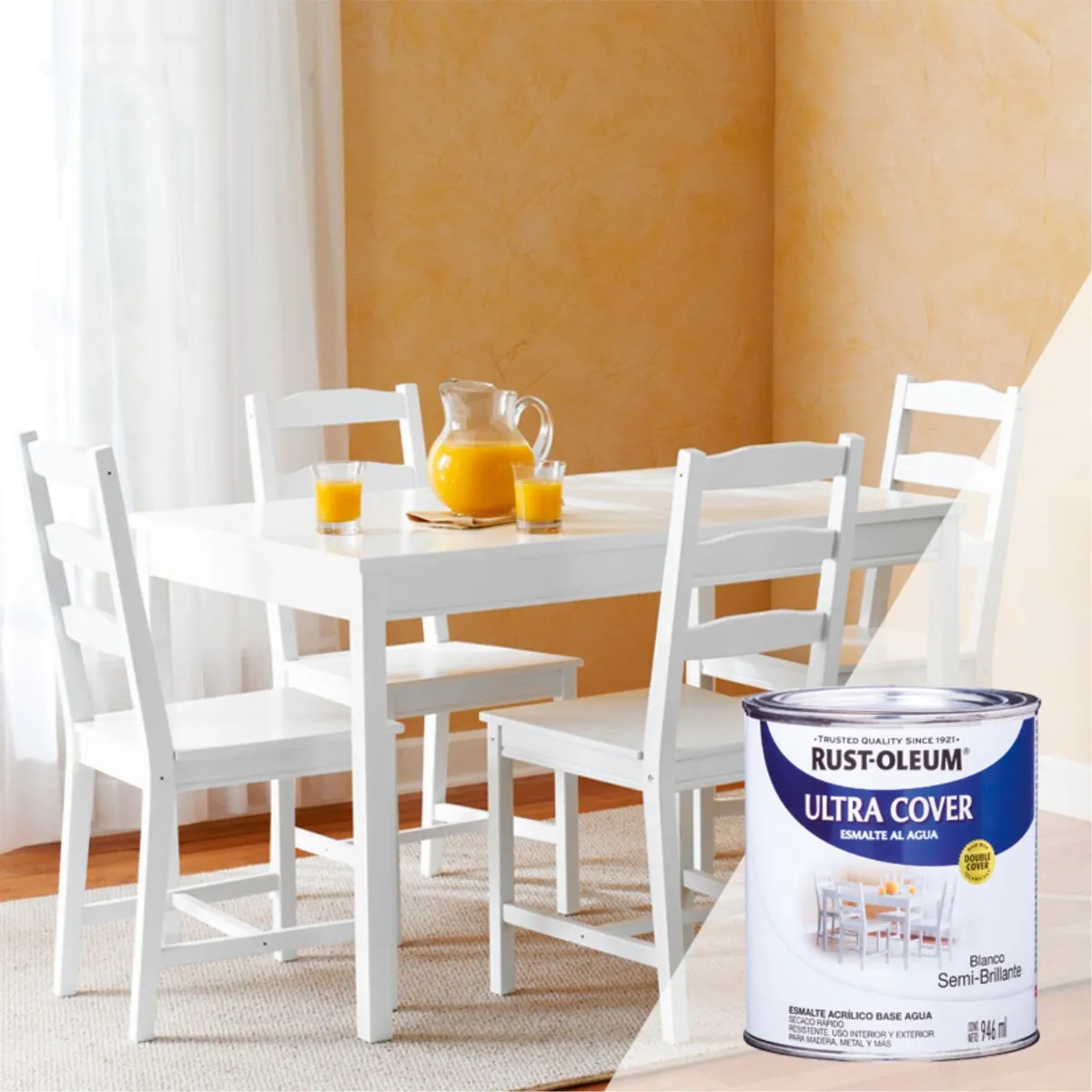 RUST OLEUM - Esmalte al Agua Ultra Cover Blanco Semi-Brillante 0,946L