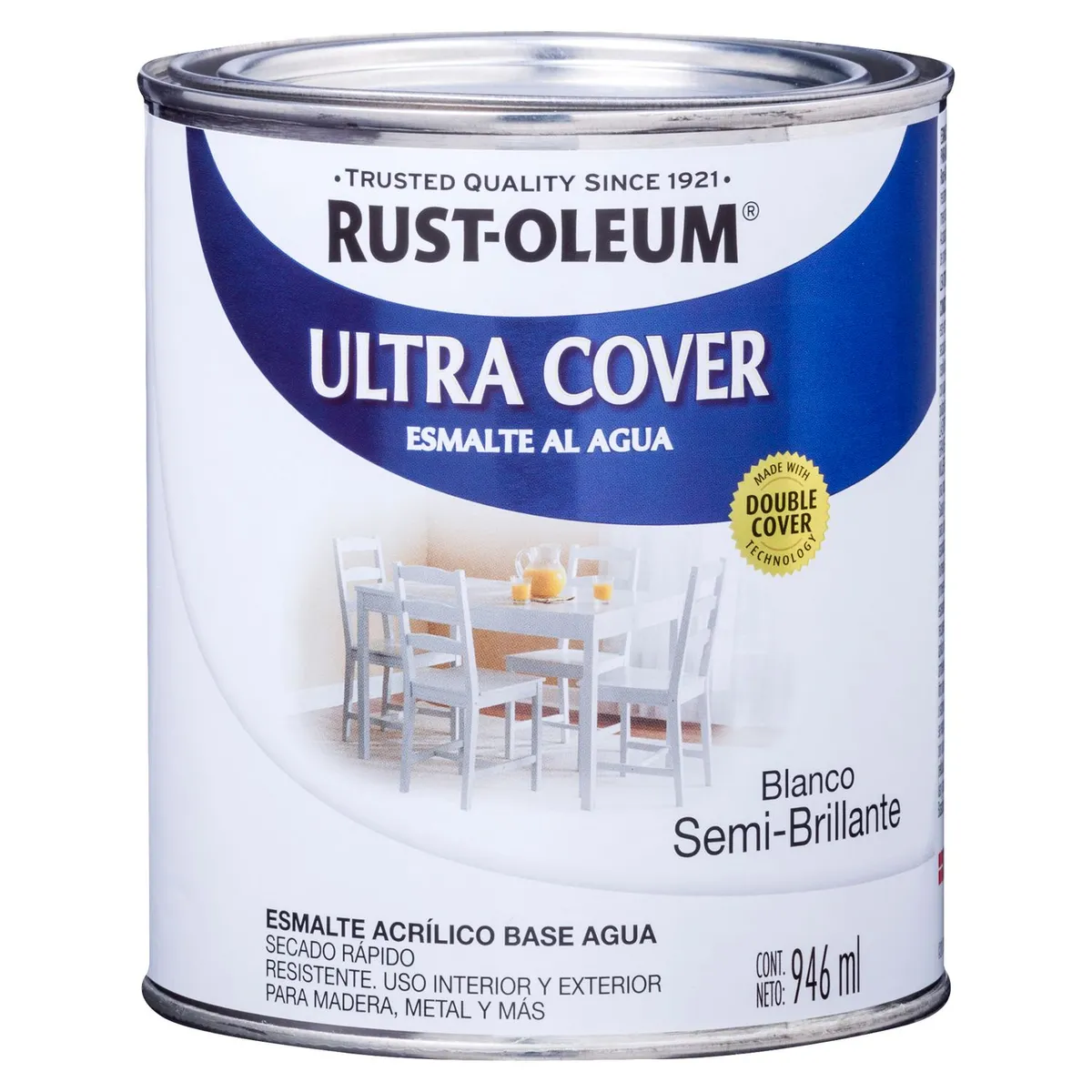 RUST OLEUM - Esmalte al Agua Ultra Cover Blanco Semi-Brillante 0,946L