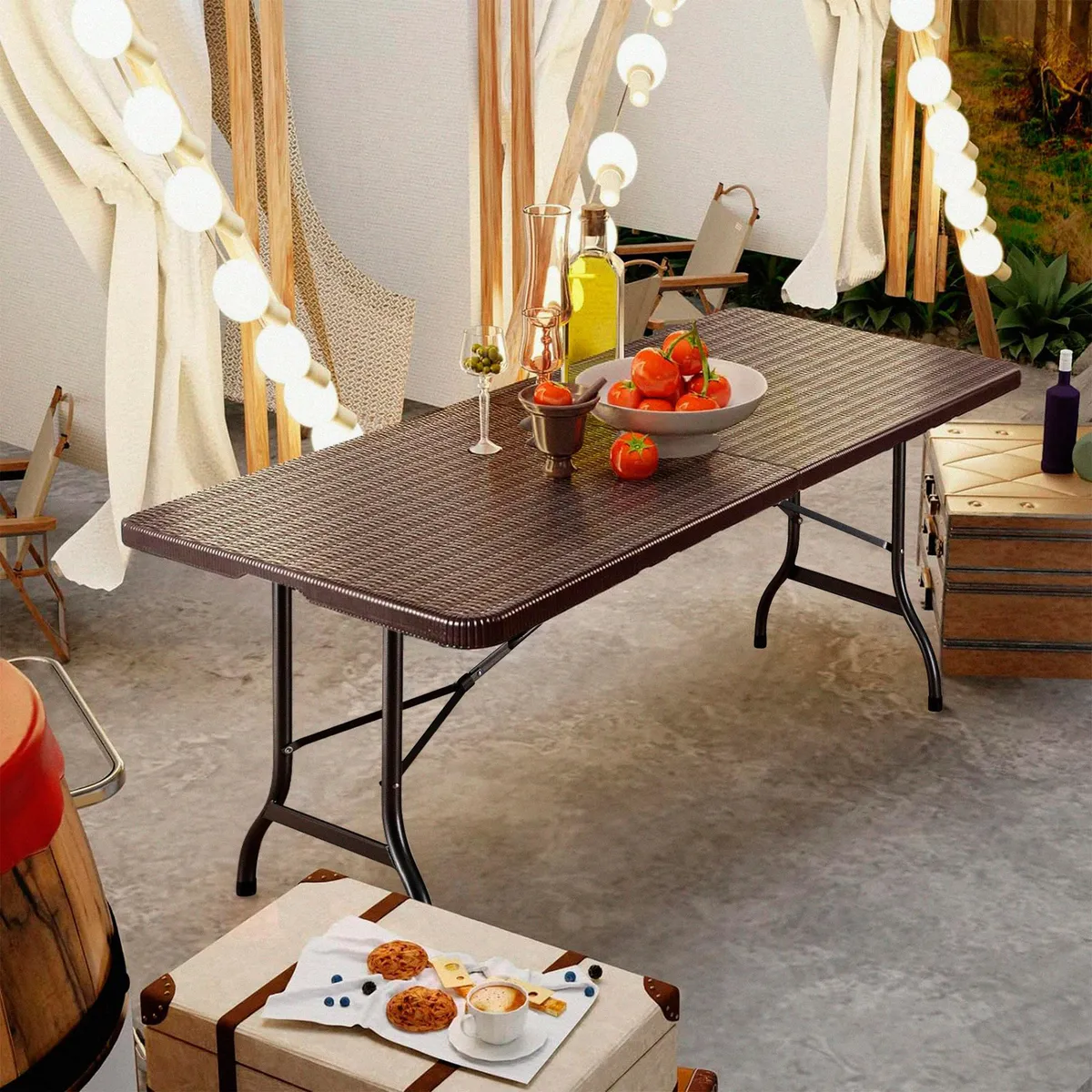 JUST HOME COLLECTION - Mesa Plegable Rectangular Café 180x75x72 Cm