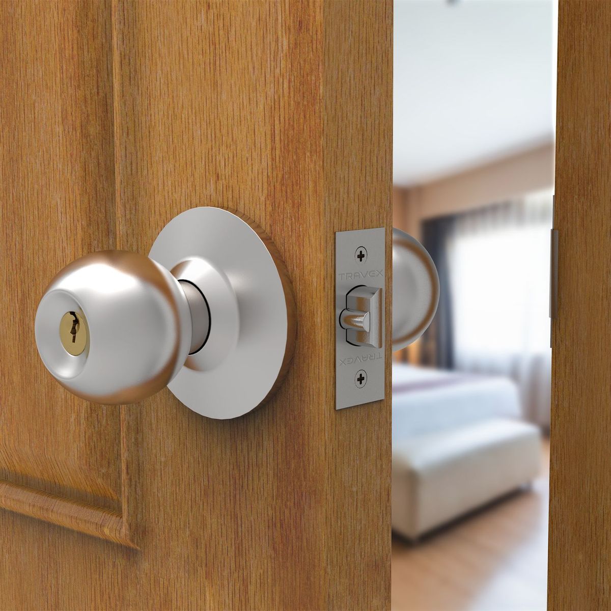 TRAVEX - Cerradura de Pomo Dormitorio Acero Inoxidable