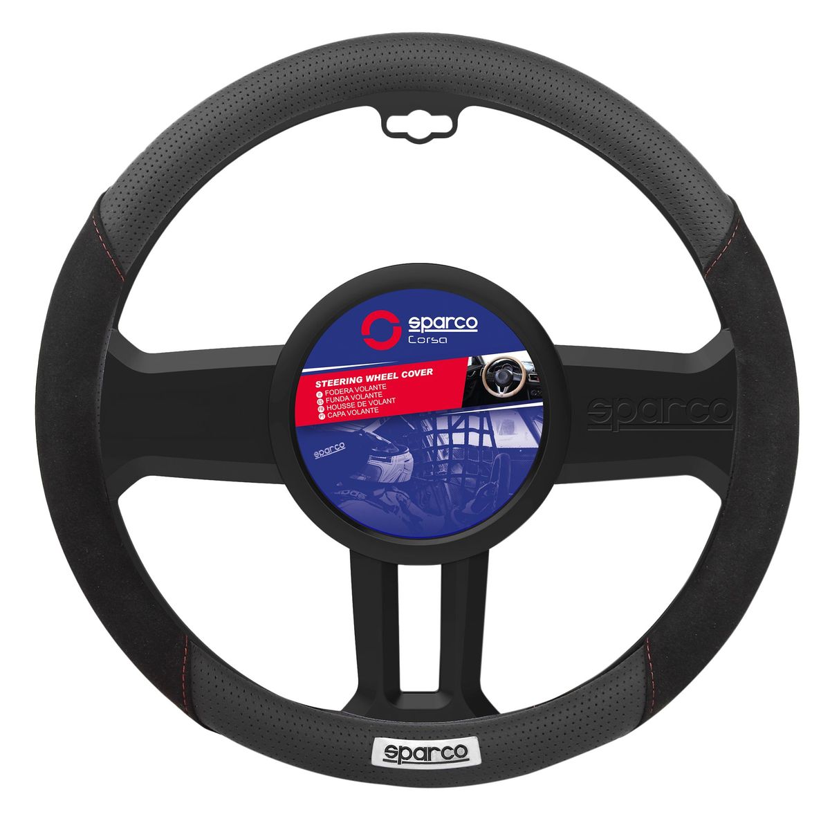SPARCO - Cubre Volante para Auto Negro/Rojo