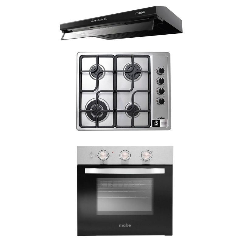 MABE - Tricombo Parrilla a Gas CMG6054LC-1PE + Campana de Empotre CMU6020PB0 + Horno Eléctrico HM6022EYAI